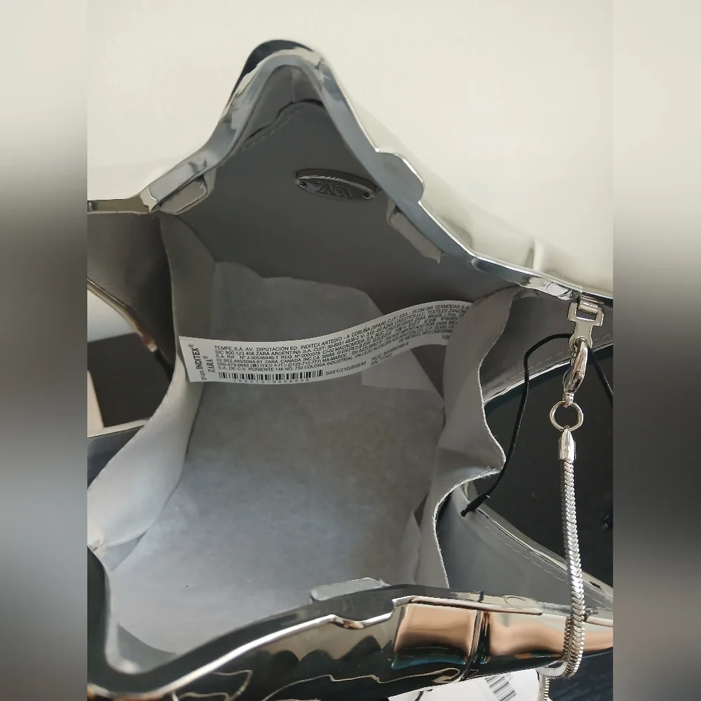 NWT Zara METALLIC SILVER BALLOON STAR SHAPED BOX CLUTCH crossbody PURSE NEW - Picture 13 of 16